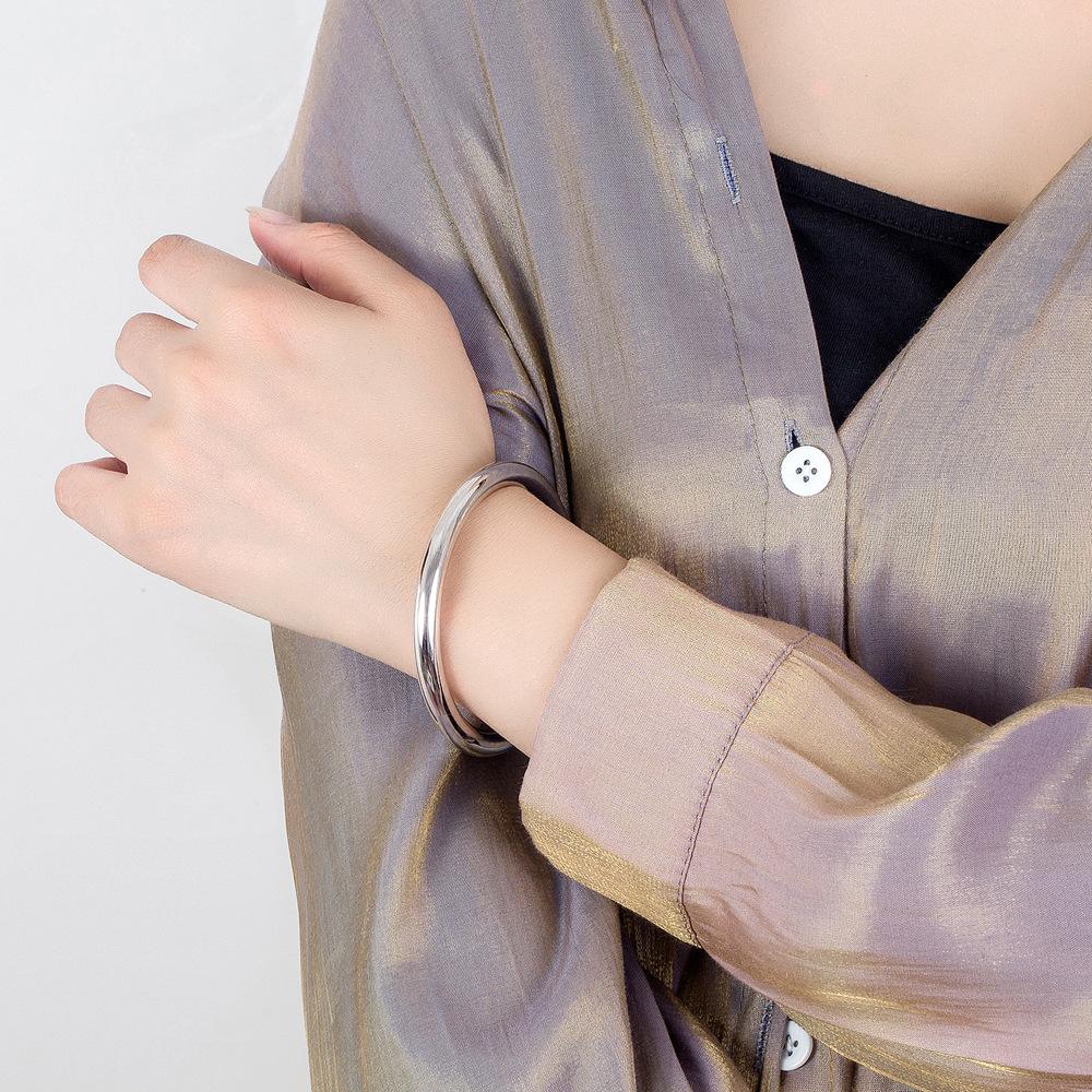 Solid 7Mm Simple Bracelet Unisex Bracelet Electroplated Thick Rhodium Gold Jewelry