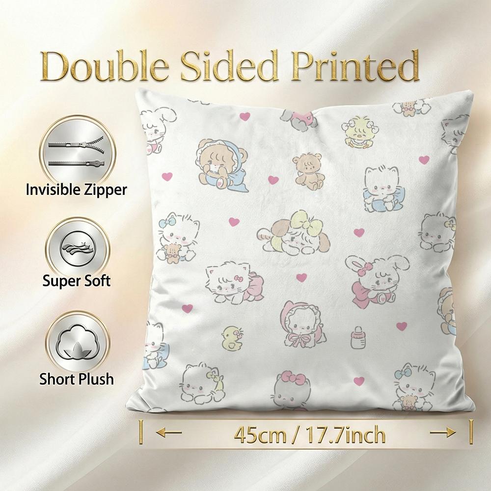 Cute Mikko Cushion Cover Cushion Cover Set 4Pcs 50X50 45X45 40X40 Pillowcase Decorative Sofa Home Decor