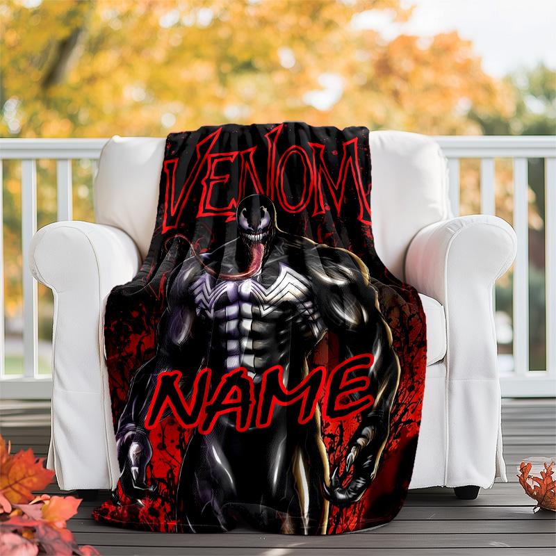 Customizable Venom Throw Blanket – Personalized Name, All-Season Cozy Snug Blanket, Machine Washable, Personalized Blanket