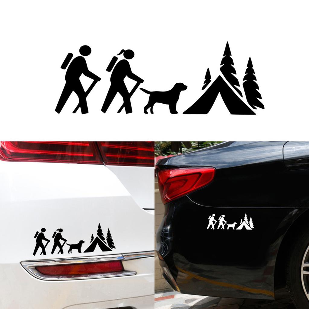 Hiker Dog Camping Tent Decal Sticker for Bumper, rear window, tailgate Adhesion Easy Hiking Life Wall Window Bumper Sticker