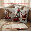 2D Flat Printing, 4 Christmas Themed Pillowcases, Featuring Design Elements Such As Santa Claus and Reindeer, Non Real Embroidery,  Zippered Closure