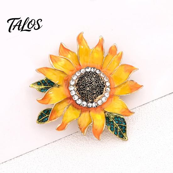 Alloy Floral Brooch Rhinestone Sunflower Brooch, Decorative Lapel Pin for Men Daily Wear Women, Jewelry Accessory Coats Dresses Scarves