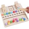 Preschool Teaching Aids Wooden Arithmetic Counting Bead Clip Two in One Toy