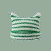New Japanese Streetwear Harajuku Beanie Little Devil Striped Knitted Hat Women Girls Autumn Winter Cute Cat Ears Cap