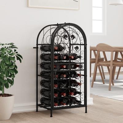 Vidaxl 33-Bottle Wine Rack, Black, 45X36X100 Cm, Wrought Iron