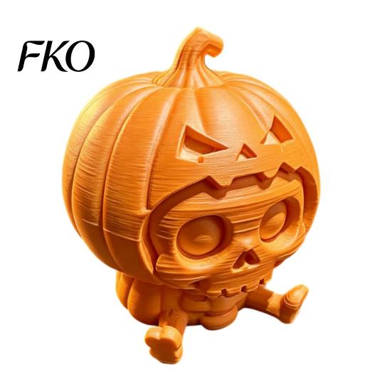 Desktop Halloween Decoration Pumpkin Skull Ornament, Hollow Ghost Face Design, 3D Printed Textured Figure Detailed Layered Figurine, for