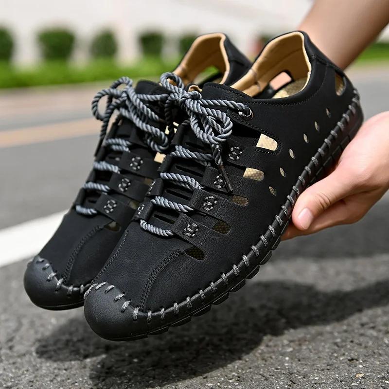Men Summer Casual Shoes Male Seaside Beach Sandals Breathable Caved Shoes Male Sports Sneakers Zapatillas Homres Plus Size 38-48