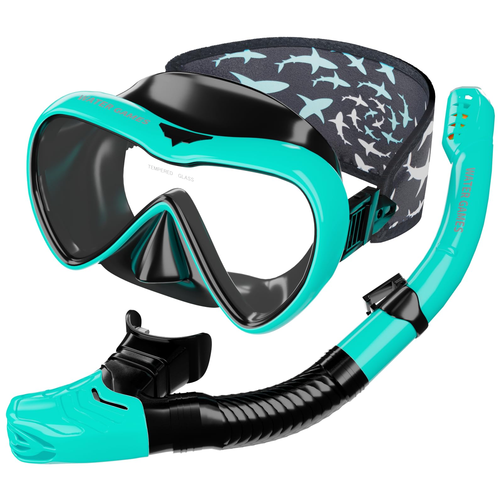 

ВОДНЫЕ ИГРЫ Сноркелинг Трубка Сухая Включает ремешок для маски и хранение Для дайвинга Подводные очки Набор, Маска, Трубка, Набор из 2 предметов, Унисекс, Чехол, зелёный