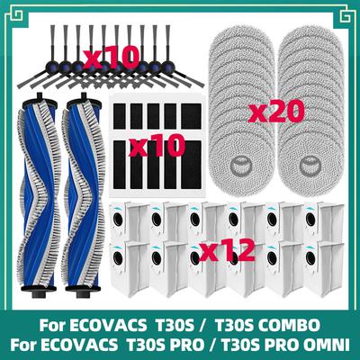 Passt für ( ECOVACS DEBOT T30S / T30S PRO / T30S PRO OMNI / T30S COMBO ) Teile Hauptbürste Seitenbürste Filter Mopptuch Staubbeutel
