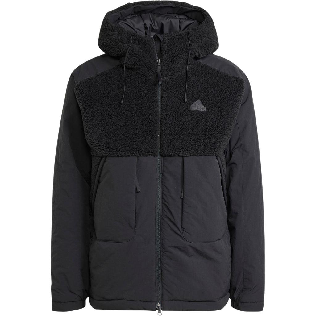 Adidas City Escape Insulation Comfortable Sports Casual Loose Warm Spliced Fleece Jacket Men Jacket Black IS9053