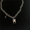 Hip Hop Stainless Steel Titanium Steel Thick Chain Necklace Funny Tooth Shape Pendant Collarbone Chain Neck Chain 1PCS
