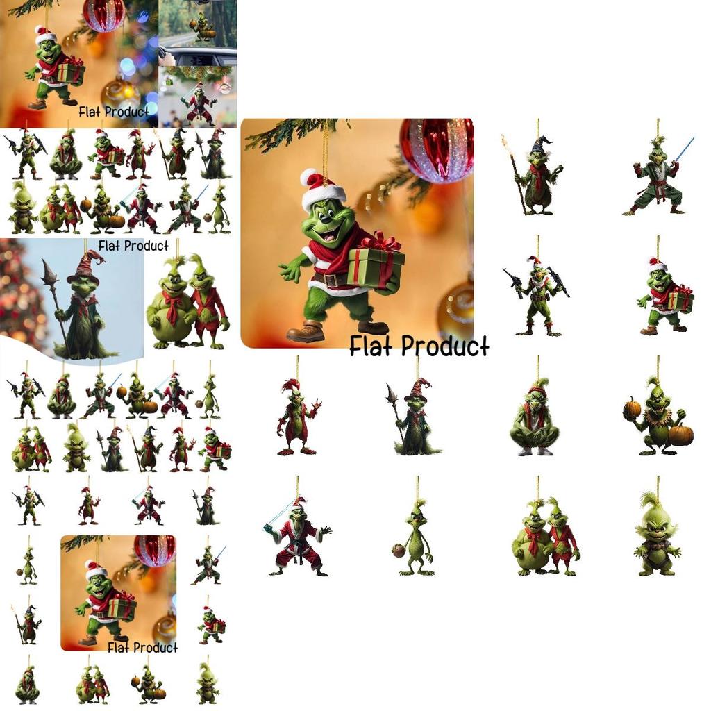 Fun Green Series Car Decor Christmas Tree Ornament For Home Acrylic Material