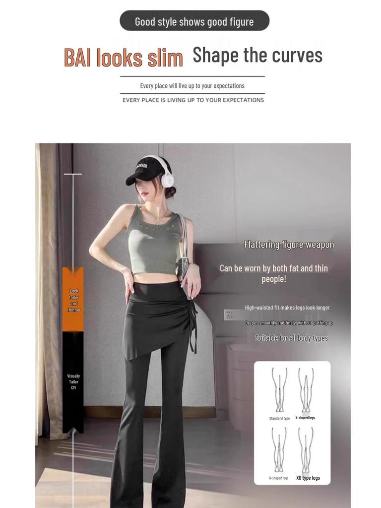 Damskie spodnie do jogi z podszewką polarową, lekko rozszerzane u dołu - Slim Fit, Odzież sportowa Jesień/Zima do biegania, Pilatesu, Fitnessu