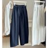 Women's High Waist Elastic Drawstring Wide Leg Pocket Solid Casual Long Pants