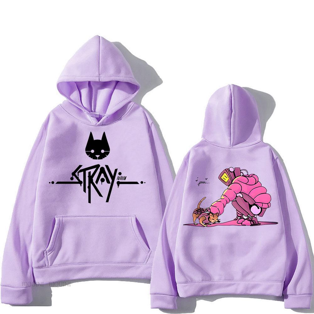 Cartoon Stray Cat Hoodie Graphic Printing Comfortable Fleece Sweatshirt With Hooded Kawaii Clothing Unisex Harajuku Comic Hoody