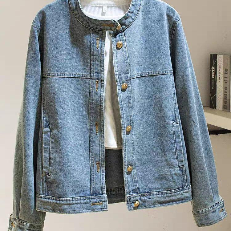 Retro High-End Stand Collar Denim Jacket - 2025 Autumn/Winter Versatile Loose Fit
