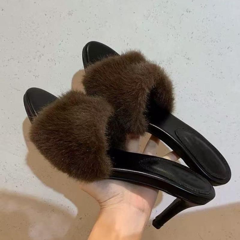 Fashion Stiletto Slippers Fall New New Pointed Fuel Slip-on Non-Slip Anti-Slip Wear-Resistant High Heels