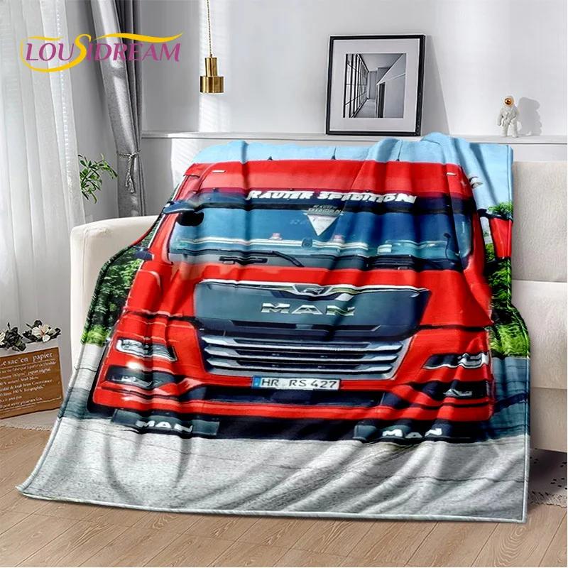 HD Man Truck Lorry 3D Printing Soft Flannel Blankets,Throw Blanket Comfortable Blanket for Picnic Beds Sofa Home Bedroom Gifts