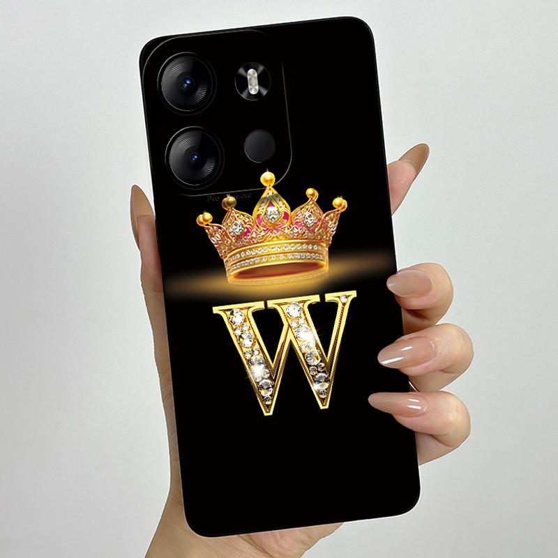 For Tecno Pop 7 Pro Pop7 BF6 BF7 Phone Case Crown Letter Back Cover Soft Liquid Silicone Fundas For Tecno Spark GO 2023 Bumper