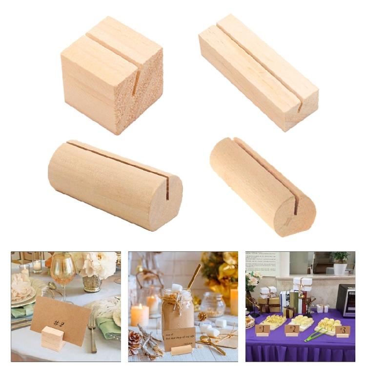 20Pcs Wood Table Number Holders, Wood Memos Note Photo Food Label Holders for Wedding Party Name Sign