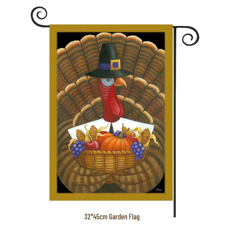 Turkey Yard Decoration Flag: Halloween Pumpkin & Thanksgiving Festival Garden Flag