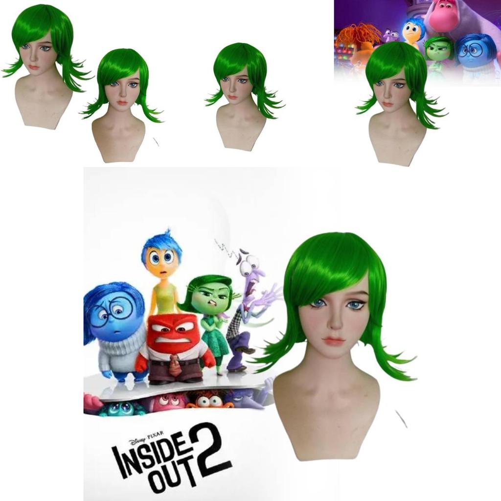 Premium Long Curly Synthetic Fiber Anime Cosplay Wig For Inside Out Disgust
