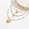 European and American Bohemian Love Pendant Necklace Multi-layered Color Beaded Imitation Pearl Clavicle Chain