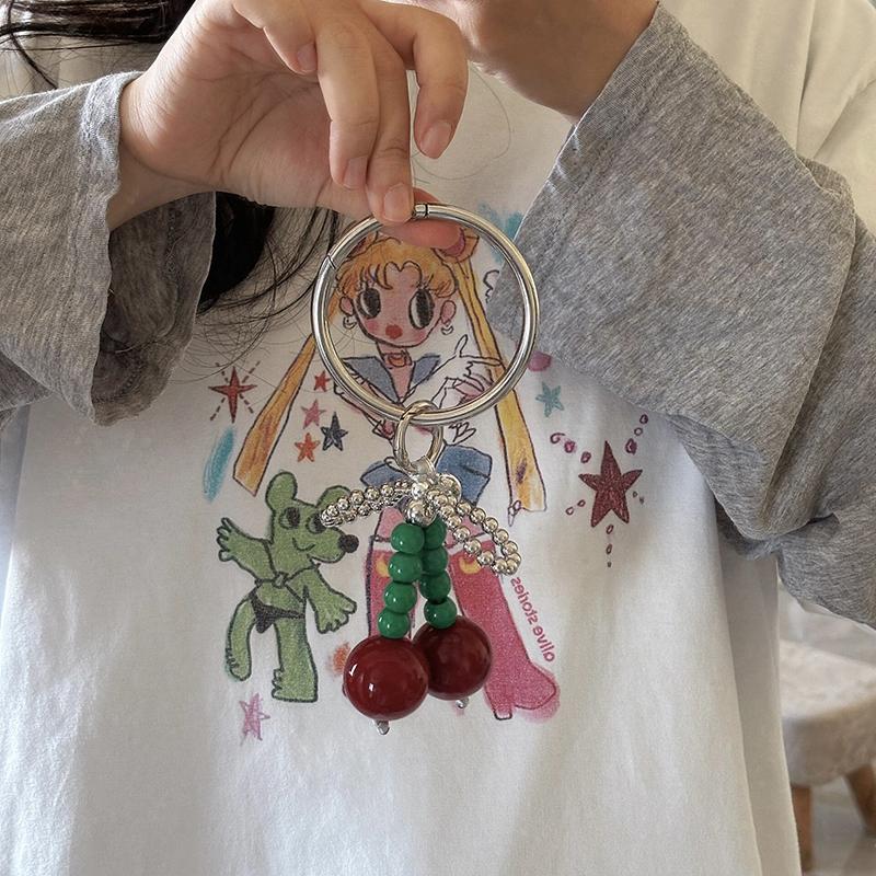 Bow Cherry Keychains Backpack Pendant Creative Phone Case Key Chain Couple Backpack Pendant Gifts