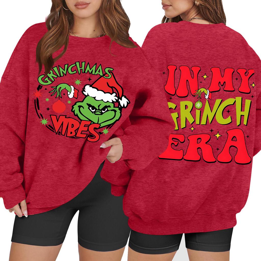 Women's Casual Fashion Long Sleeve Christmas Printed Round Neck Sweatshirt Top