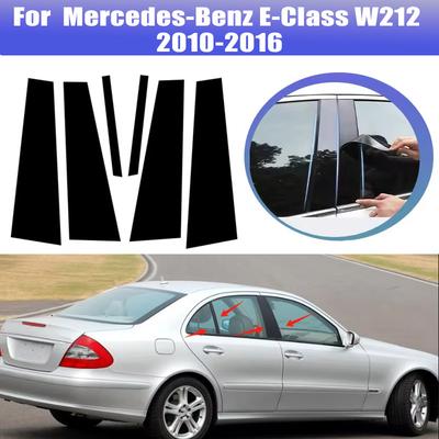6 uds. Para Mercedes-Benz Clase E W212 2010-2016 Molduras de Ventana Cubiertas Película Central Pilar B C Pilares Pegatina Accesorios para Coche
