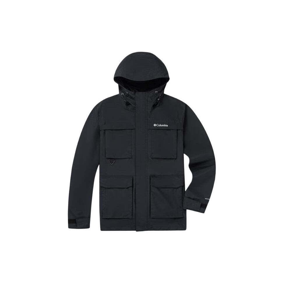 Columbia Solid Color Pocket Spliced Casual Hooded Lightweight Waterproof Windproof Jacket Men jackets Black WE2778-010
