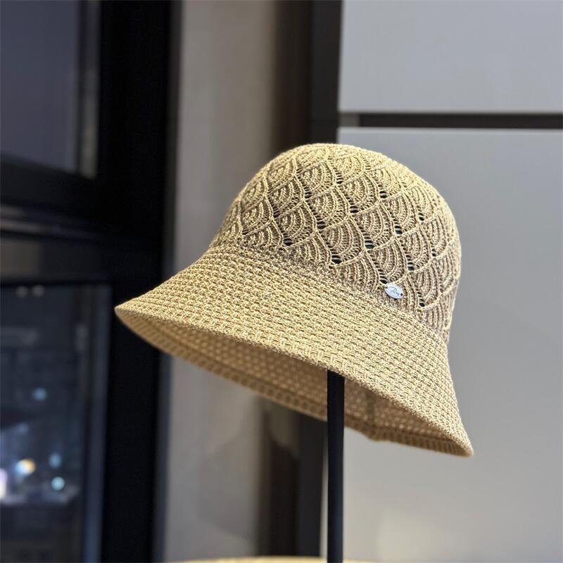 2026New solid color simple hollow breathable fisherman hat for women, summer casual versatile foldable bucket hat, sun hat