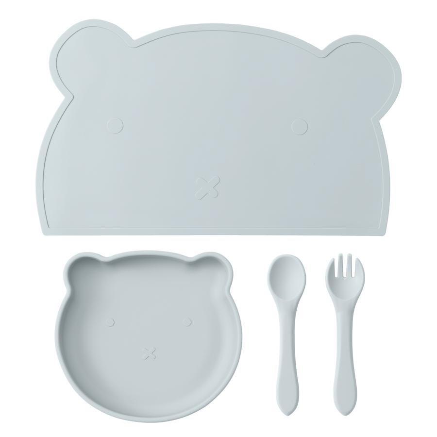 

4 шт. набор детских силиконовых тарелок водонепроницаемый коврик присоска мультяшный медведь тарелка мягкая вилка ложка кормление обучение детские вещи