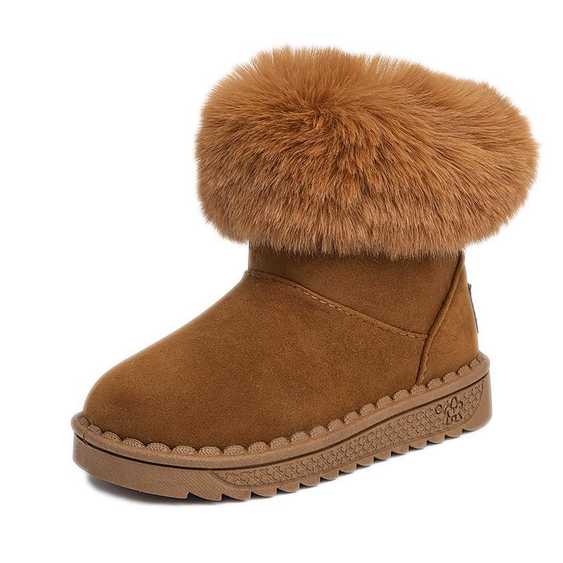 Kids Snow Boots Winter Baby Soft Warm Cotton Shoes with Plush Boys Girls One Fur Suede Boots