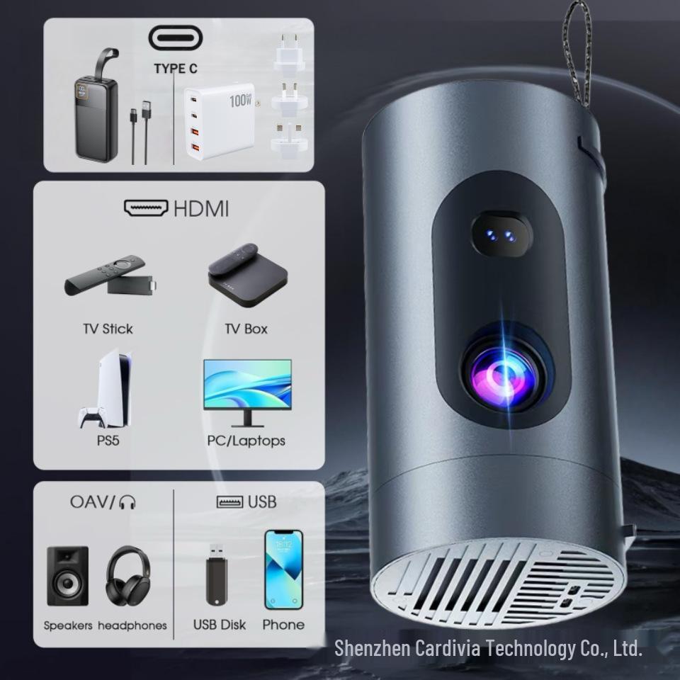 4K HD WiFi Android Smart Mini Projector Q8 with Mobile Power Connectivity