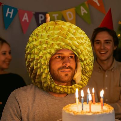 Creative Funny Simulation Durian Hat Soft Comfortable Durian Headgear Unique Cartoon Hat Funny Performances