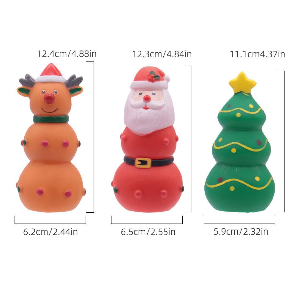 Christmas Pet Dog Toys - Squeaky Chew Toys for Puppies, Festive Christmas Tree & Moose Design, Durable Teething Toys for Small
