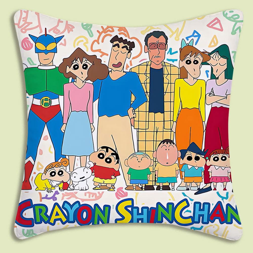 Cartoon Crayon Shin-chan Pillow Covers Cartoon Sofa Decorative Home Double-sided Printing Short Plush Cute Cushion Cover