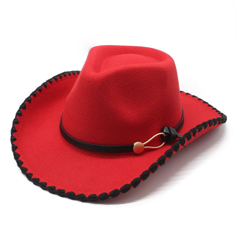 Wool Hat Hemmed Men'S And Women'S Jazz Top Hat Retro Western Cowboy Hat