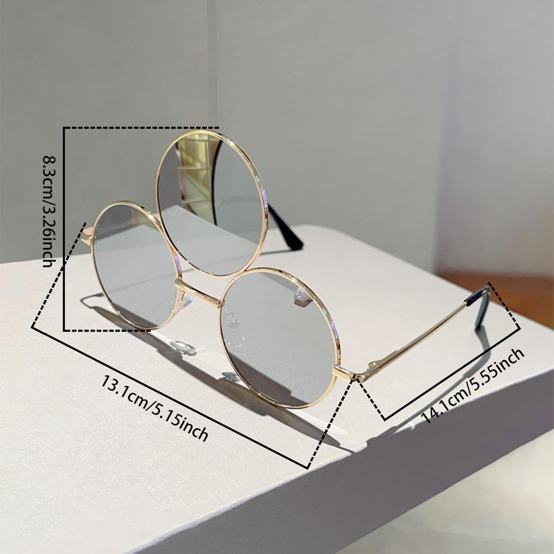 New Trendy Y2K Hip Pop Funny Shades Women Ins Brand Design Decor Sunglasses Retro Round Metal Travelling Sun Glasses
