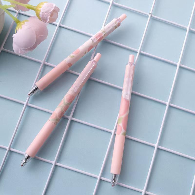 6 Stück süße rosa Tulpen-Gelstifte, elegant, einfach, drückend, neutrale Stifte, Kawaii-Stift-Set, Schulbedarf, ästhetische Schreibwaren, Geschenke