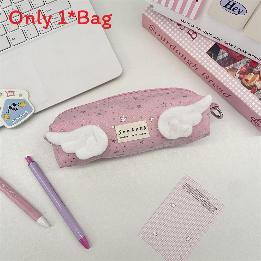 Angel Wings Star Pencil Case Large Capacity Storage Organizer For Students