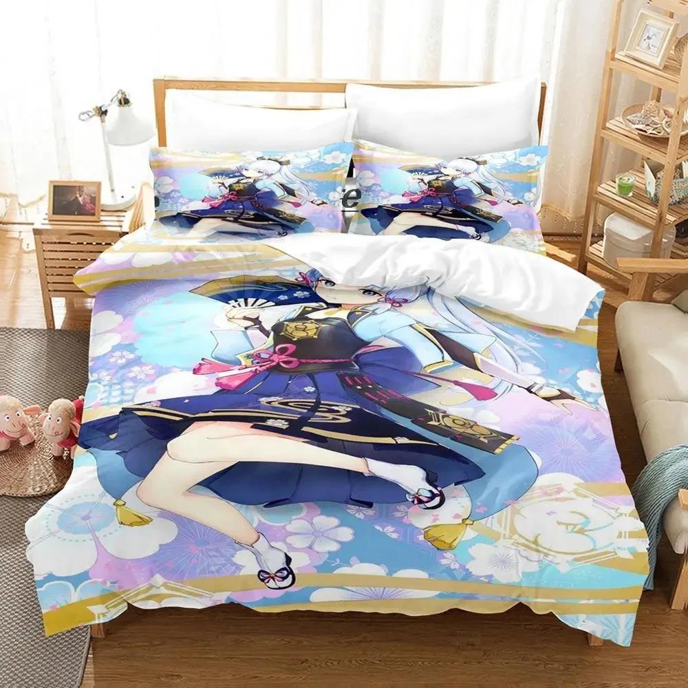 

Game Genshin Impact Kamisato Ayaka Bedding Set Duvet Cover Bed Set Quilt Cover Pillowcase Comforter king Queen Size 70x133cm 2pcs