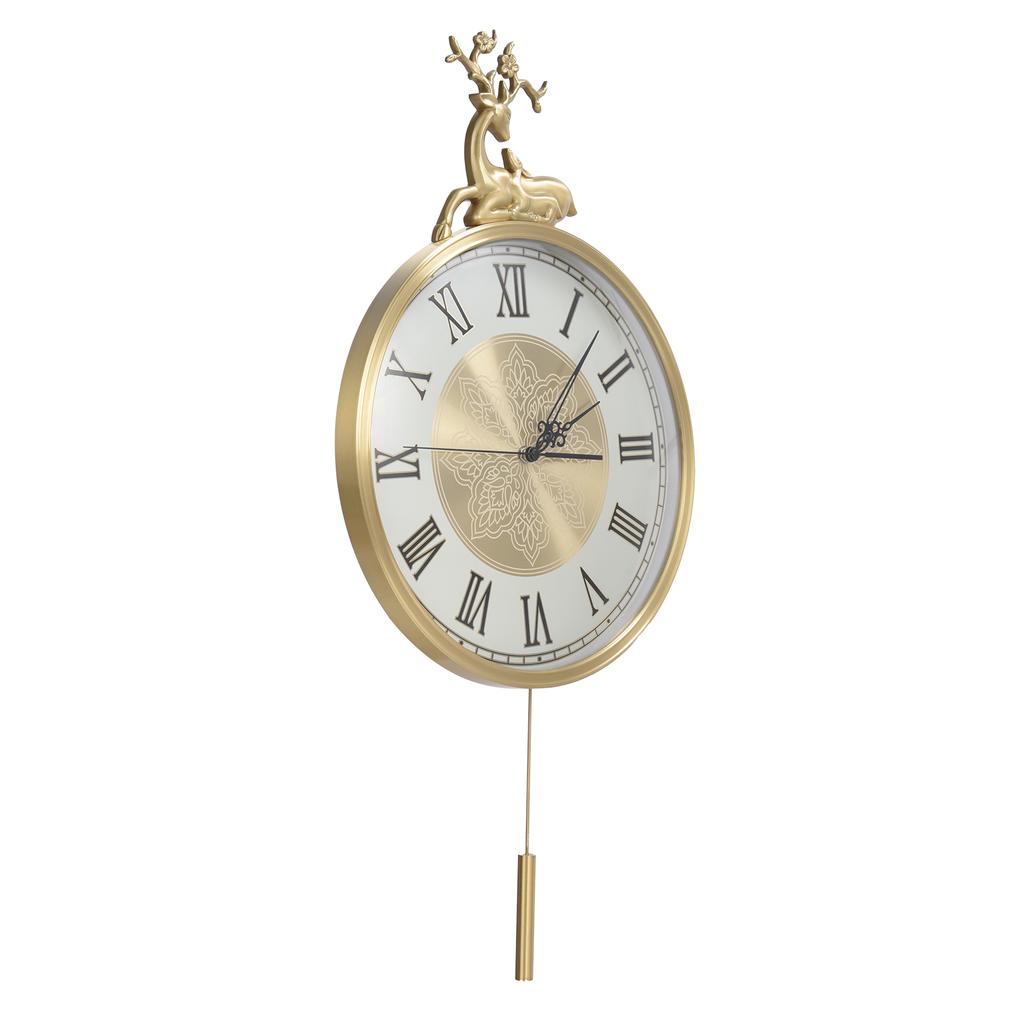 Große Wanduhr Leise Kupfer Europäischer Stil Wohnzimmer Innendekoration Pendeluhr