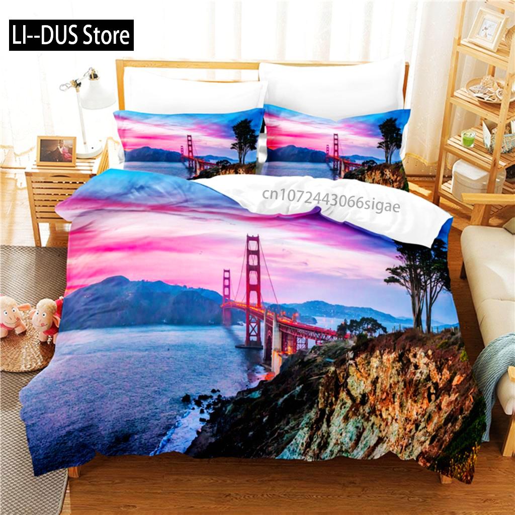 Seaside City Bedding Set Duvet Cover Set 3d Bedding Digital Printing Queen Size Bedding Set Fashion Design
