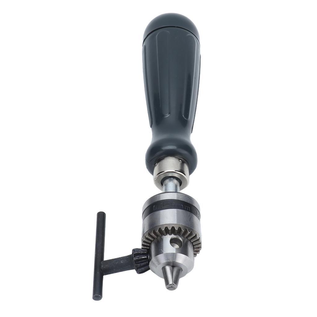 Hand Drill Carbon Steel Manual Crank Drill with Chuck Key and 5pcs Drill Bit for Plastic Wood