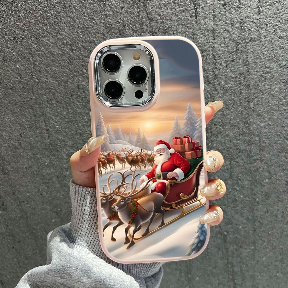 N103 Neujahr Frohe Weihnachten Design Art Weiche Telefonhüllen für iPhone 16 Pro Xiaomi 11 Lite Redmi 13C Note 11s Plating Rahmen Kameraschutz Rückseite