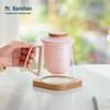 Nanshan Xiansheng Rosa Keramikbecher mit Untersetzer