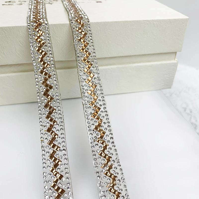 

Hot Fix Rhinestone Ironing Chain DIY Clothing Shoes Bag Ironing Sewing Jewelry Accessories Gemstone Trim Belt Diamond Glue 1Yard