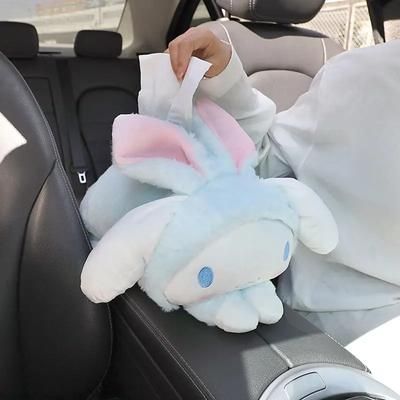 Car Tissue Boxes Yugui Dog Car Accessories Car Backseat Hanging Tissue Bag Box Plush Holder Cover Auto Toys Interior Decoration